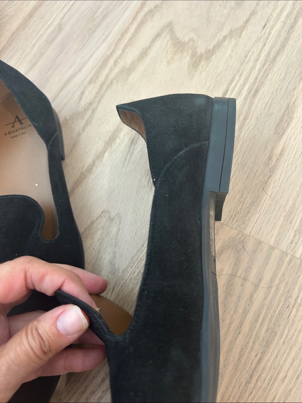 Aquatalia Black Suede Slip-On Loafers - Picture 11 of 13